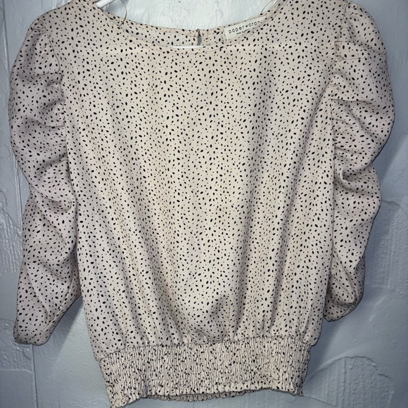 Paper Crane Tops - Paper Crane Tan and Black Bell Sleeve Blouse